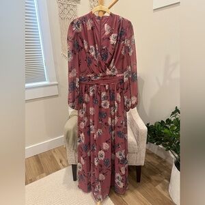 Gal Meets Glam Floral Long Sleeve Maxi Dress Size 8